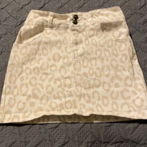 Girls Leopard Print Denim Mini Skirt
